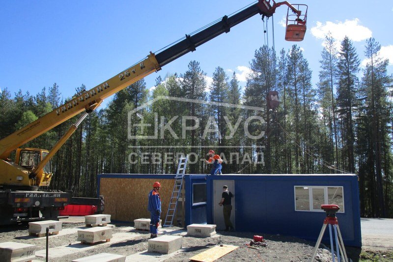 Установка модулей КПП СТК «КРАУС» на бетонные блоки в Карелии